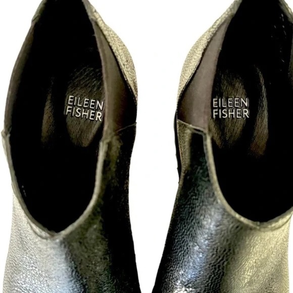 Eileen Fisher Caddy Wedge Bootie in Black Embossed Leather Size 6.5 - Picture 6 of 6